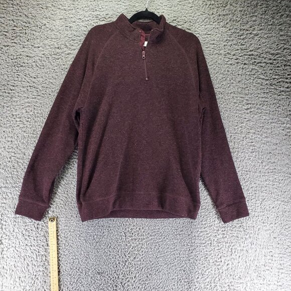 Old Navy Sweater Men Size L Burgundy Red Sweater Fleece Quarter Zip Pullover - Picture 1 of 9